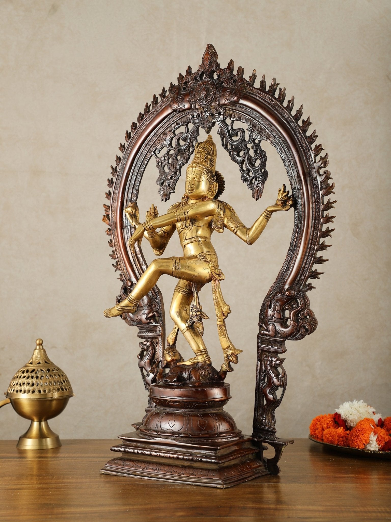 Brass Nataraja Statue - 26" Height dual tone - Budhshiv.com