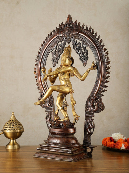 Brass Nataraja Statue - 26" Height dual tone - Budhshiv.com