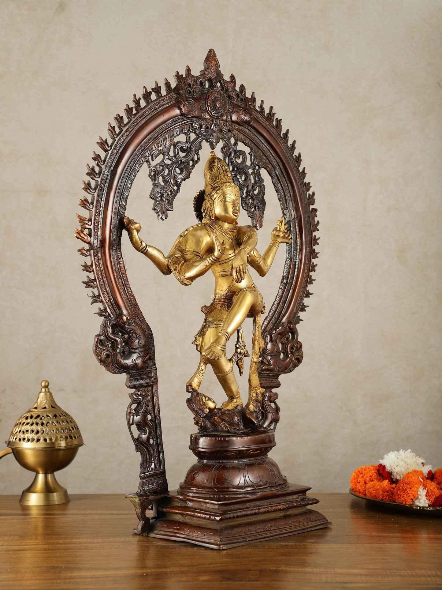 Brass Nataraja Statue - 26" Height dual tone - Budhshiv.com