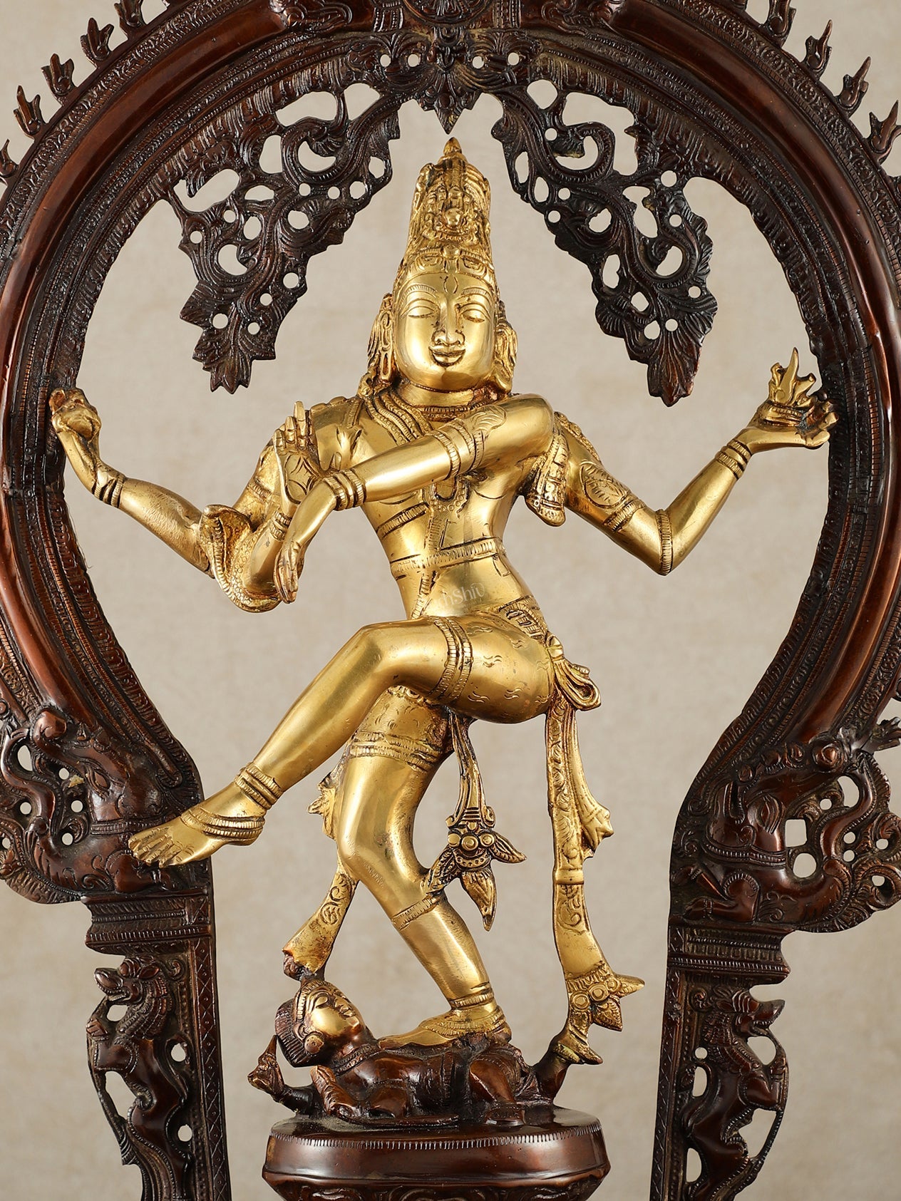 Brass Nataraja Statue - 26" Height dual tone - Budhshiv.com