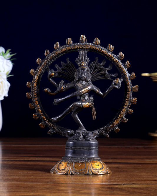 Brass Nataraja Statue 5 " black tone - Budhshiv.com