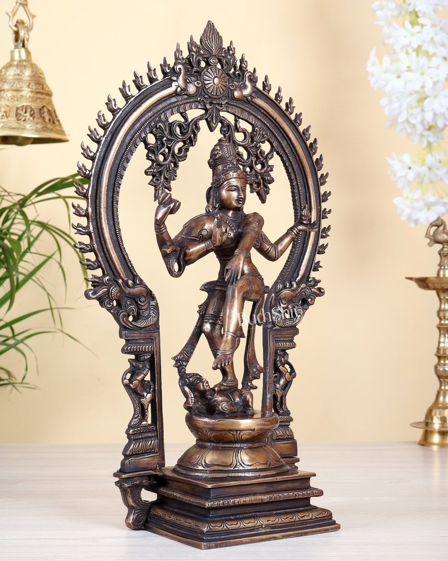 Brass Nataraja statue antique finish - 18" Height - Budhshiv.com