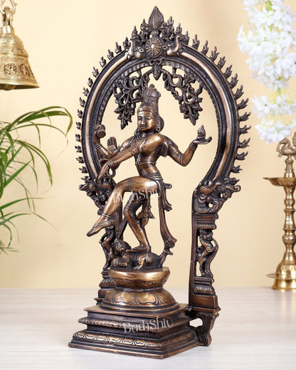 Brass Nataraja statue antique finish - 18" Height - Budhshiv.com