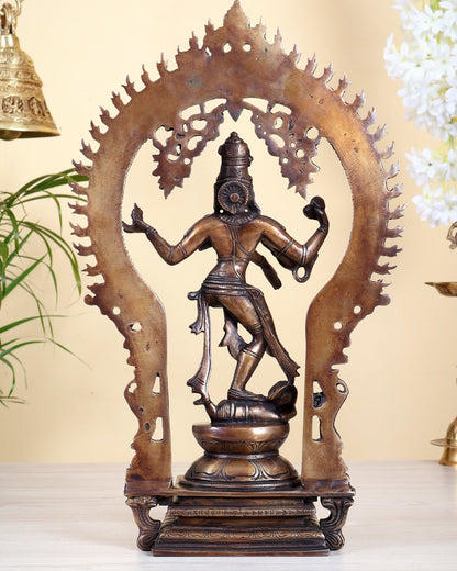 Brass Nataraja statue antique finish - 18" Height - Budhshiv.com