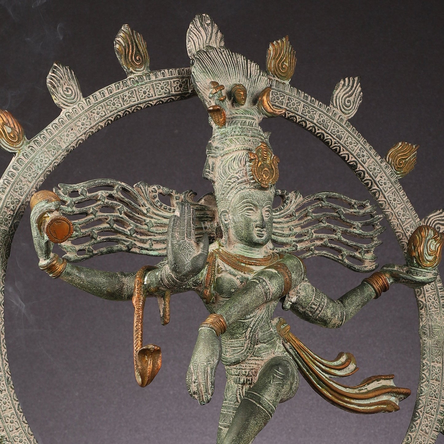 Brass Nataraja statue antique Patina - 23 inch - Budhshiv.com