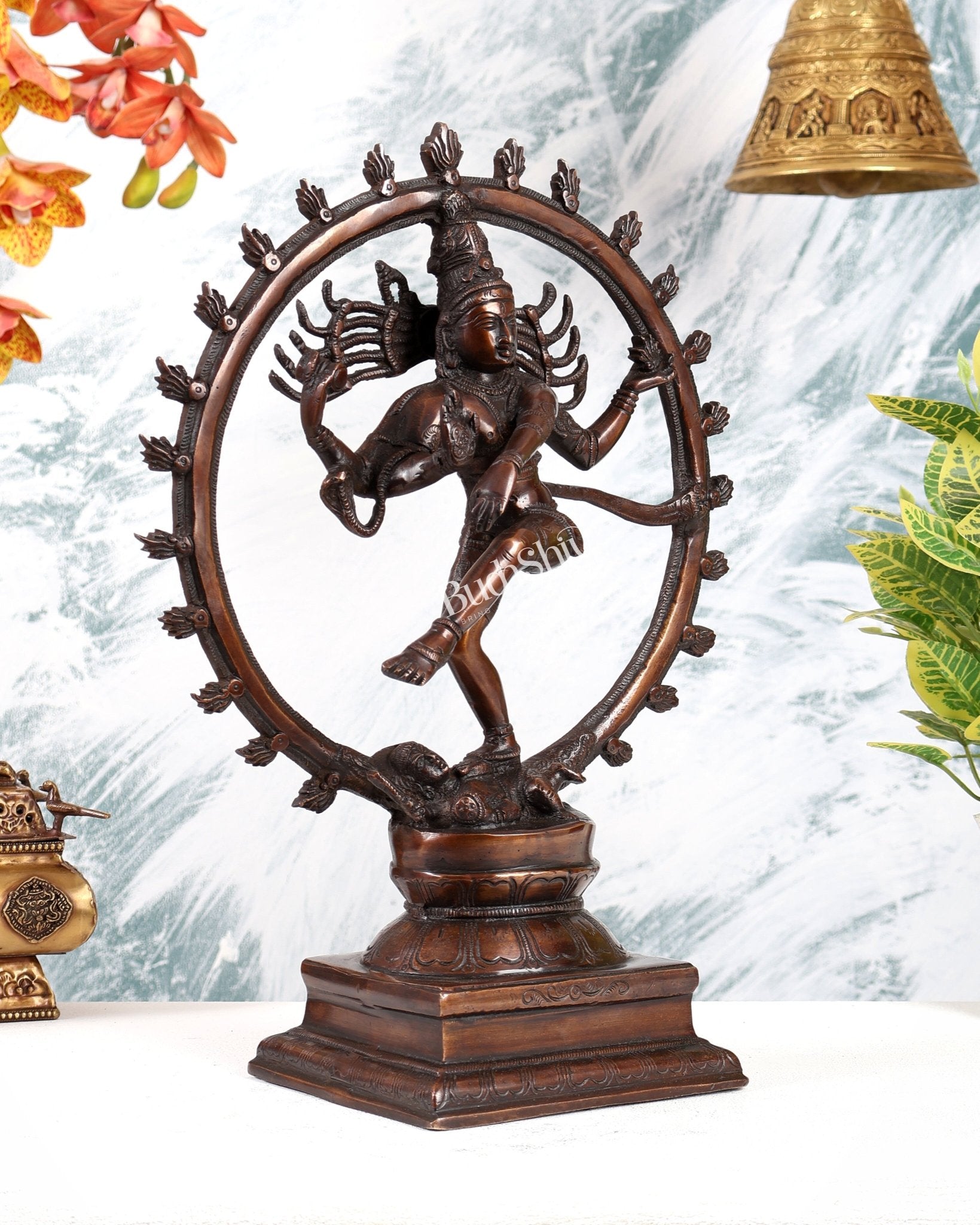 Brass Nataraja Statue Brown tone 15" - Budhshiv.com