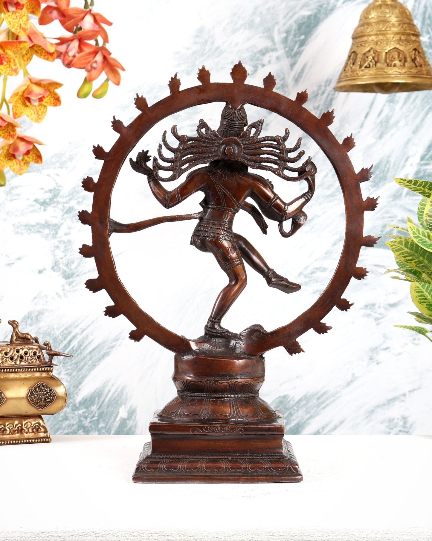 Brass Nataraja Statue Brown tone 15" - Budhshiv.com