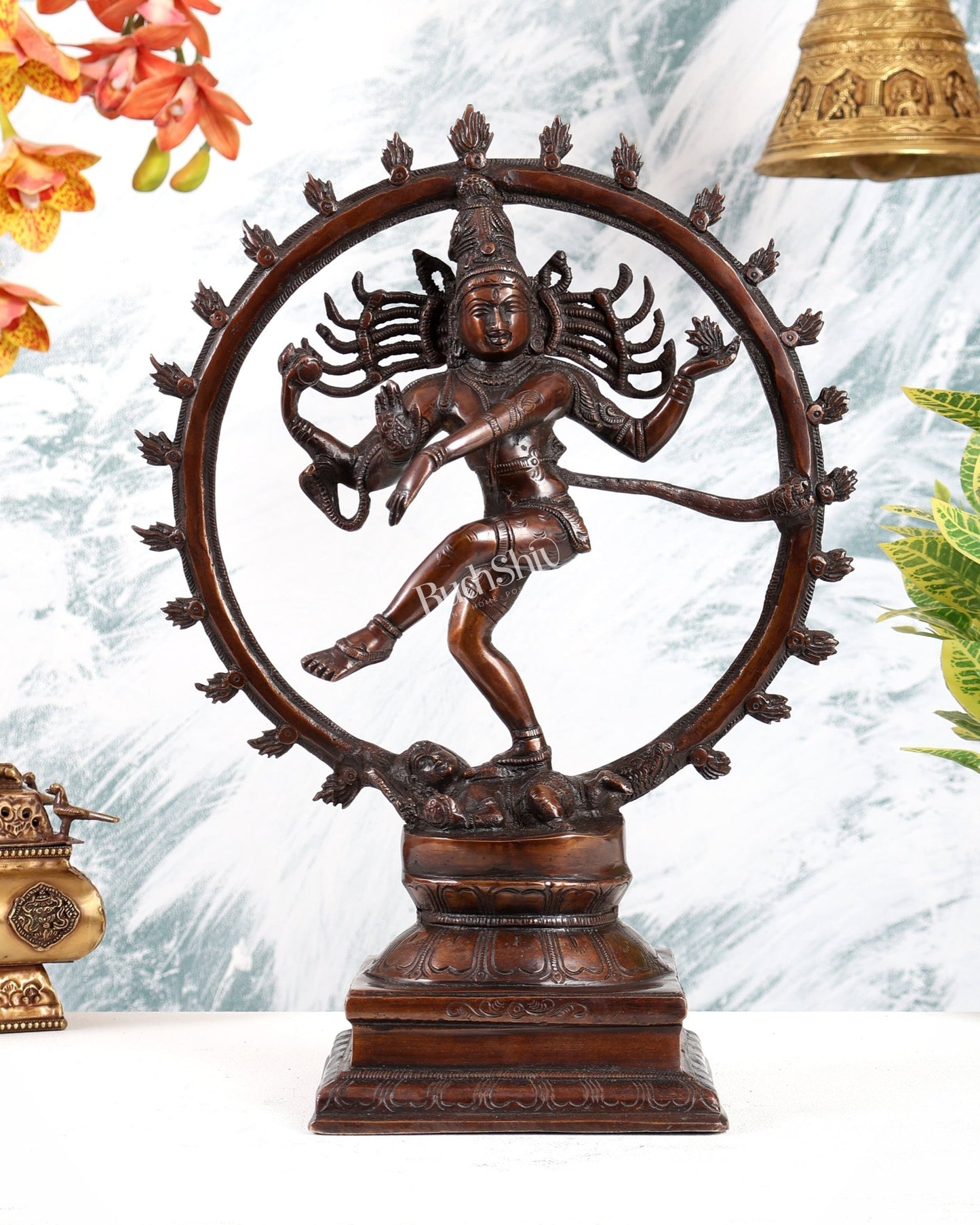Brass Nataraja Statue Brown tone 15" - Budhshiv.com