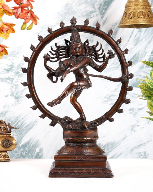 Brass Nataraja Statue Brown tone 15" - Budhshiv.com