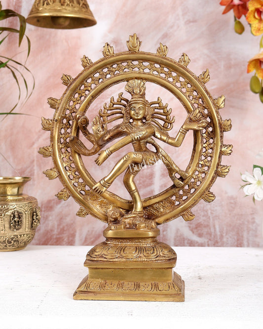 Brass Nataraja Statue – Lord Shiva Cosmic Dancer (12 Inch) - Budhshiv.com