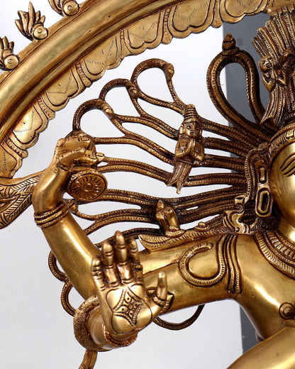 Brass Nataraja Statue – Majestic Large Sculpture 38 inch - Budhshiv.com