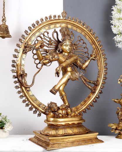 Brass Nataraja Statue – Majestic Large Sculpture 38 inch - Budhshiv.com