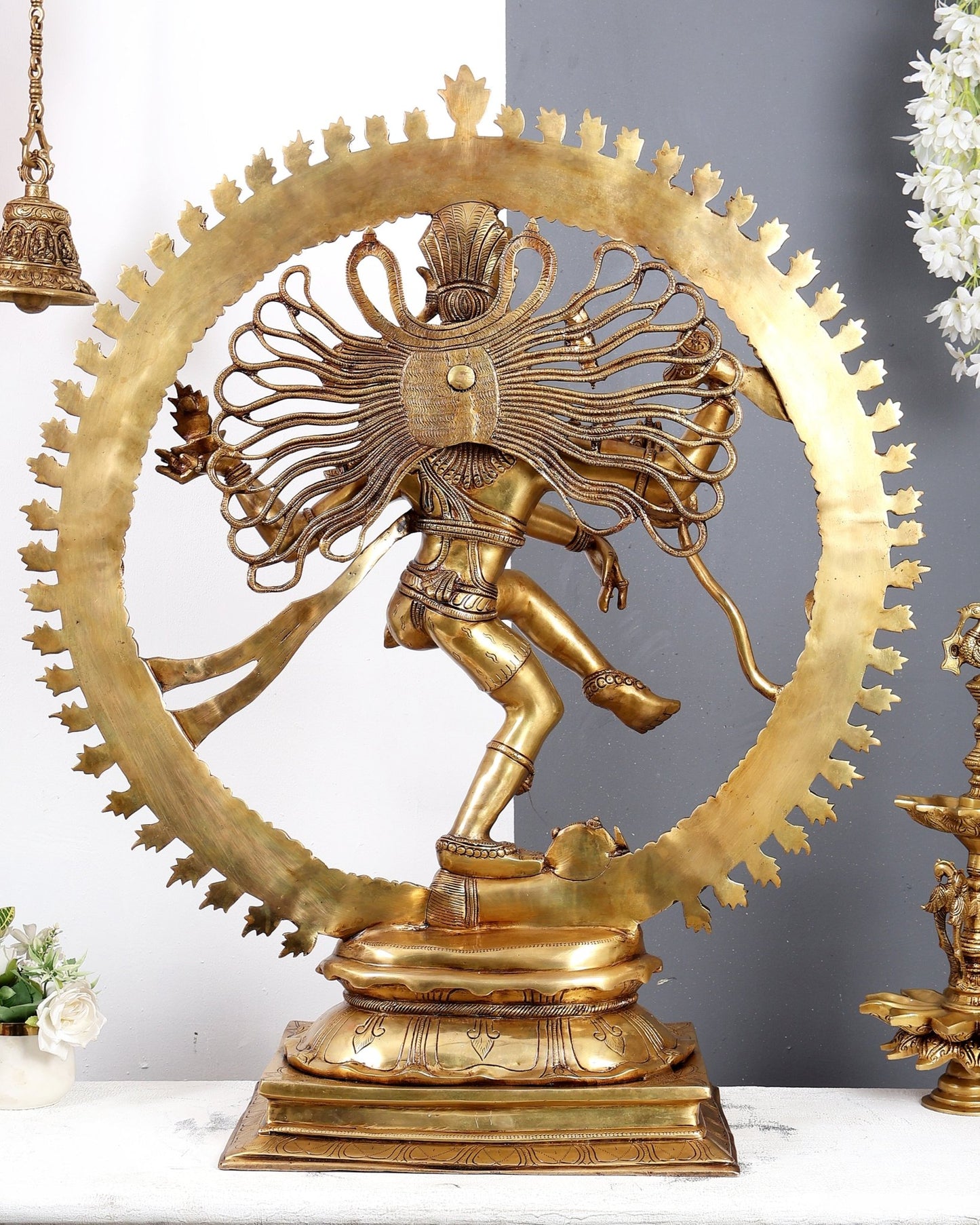 Brass Nataraja Statue – Majestic Large Sculpture 38 inch - Budhshiv.com
