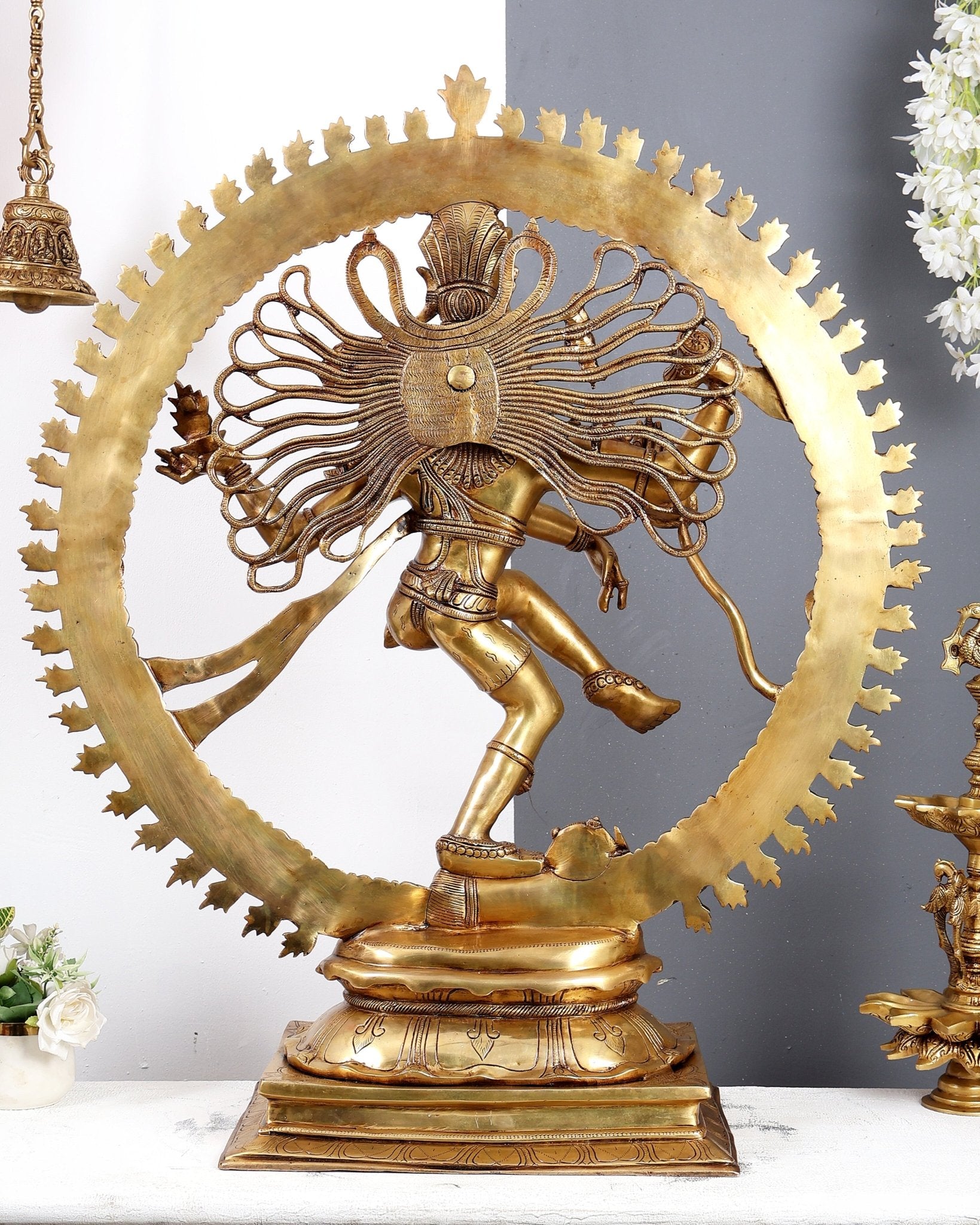 Brass Nataraja Statue – Majestic Large Sculpture 38 inch - Budhshiv.com