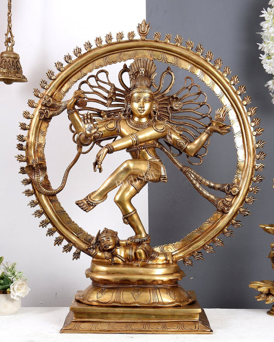 Brass Nataraja Statue – Majestic Large Sculpture 38 inch - Budhshiv.com