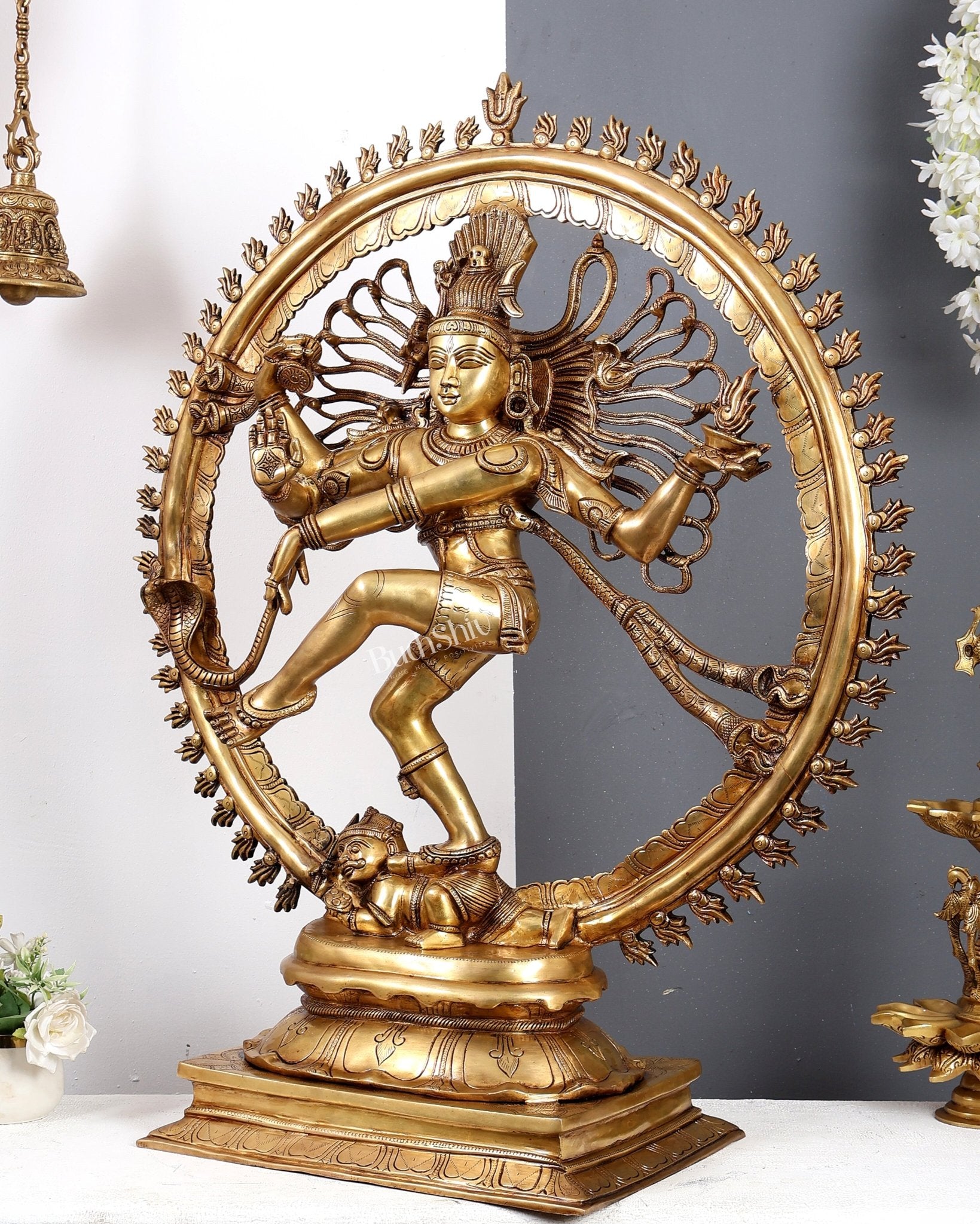 Brass Nataraja Statue – Majestic Large Sculpture 38 inch - Budhshiv.com