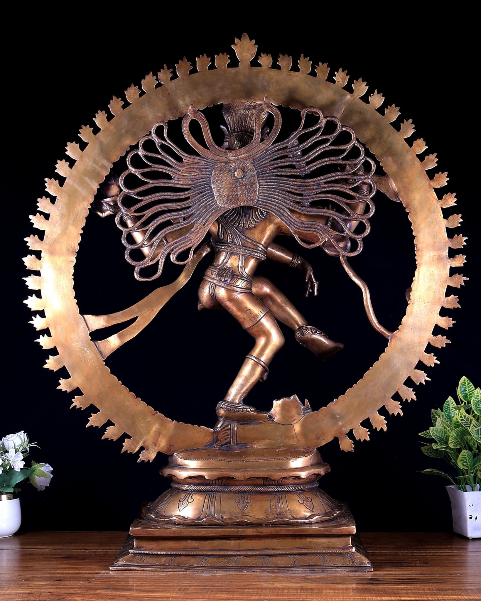 Brass Nataraja Statue – Majestic Large Sculpture in Classical style 38 inch - Budhshiv.com
