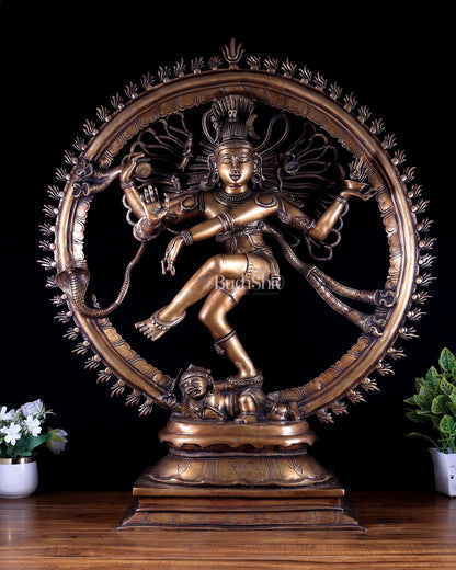 Brass Nataraja Statue – Majestic Large Sculpture in Classical style 38 inch - Budhshiv.com