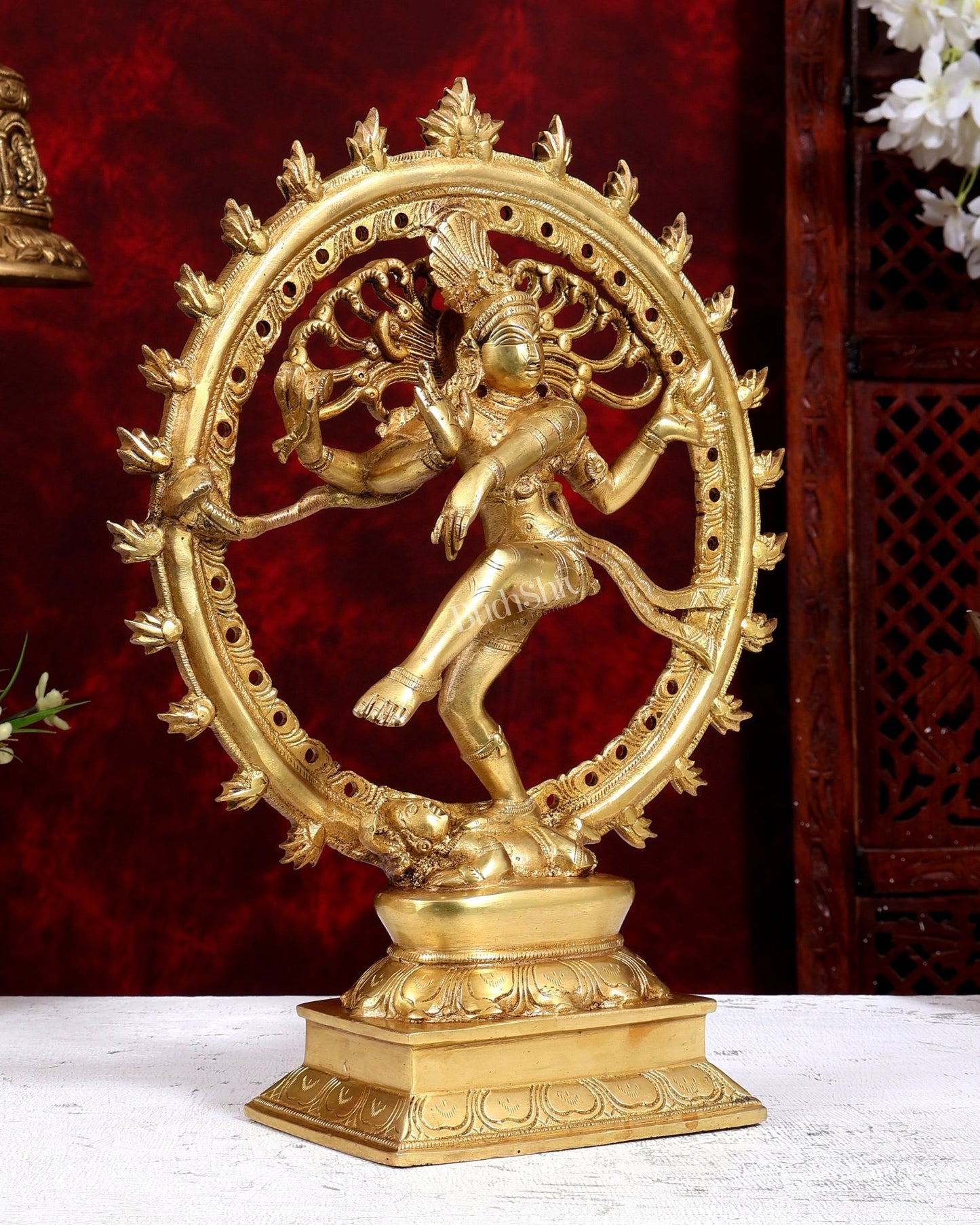 Brass Nataraja Statue netted ring 13 inch - Budhshiv.com