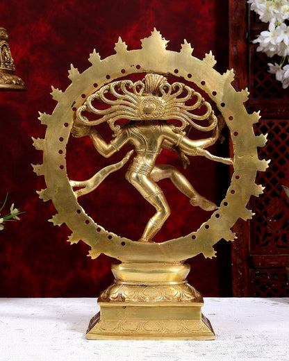 Brass Nataraja Statue netted ring 13 inch - Budhshiv.com