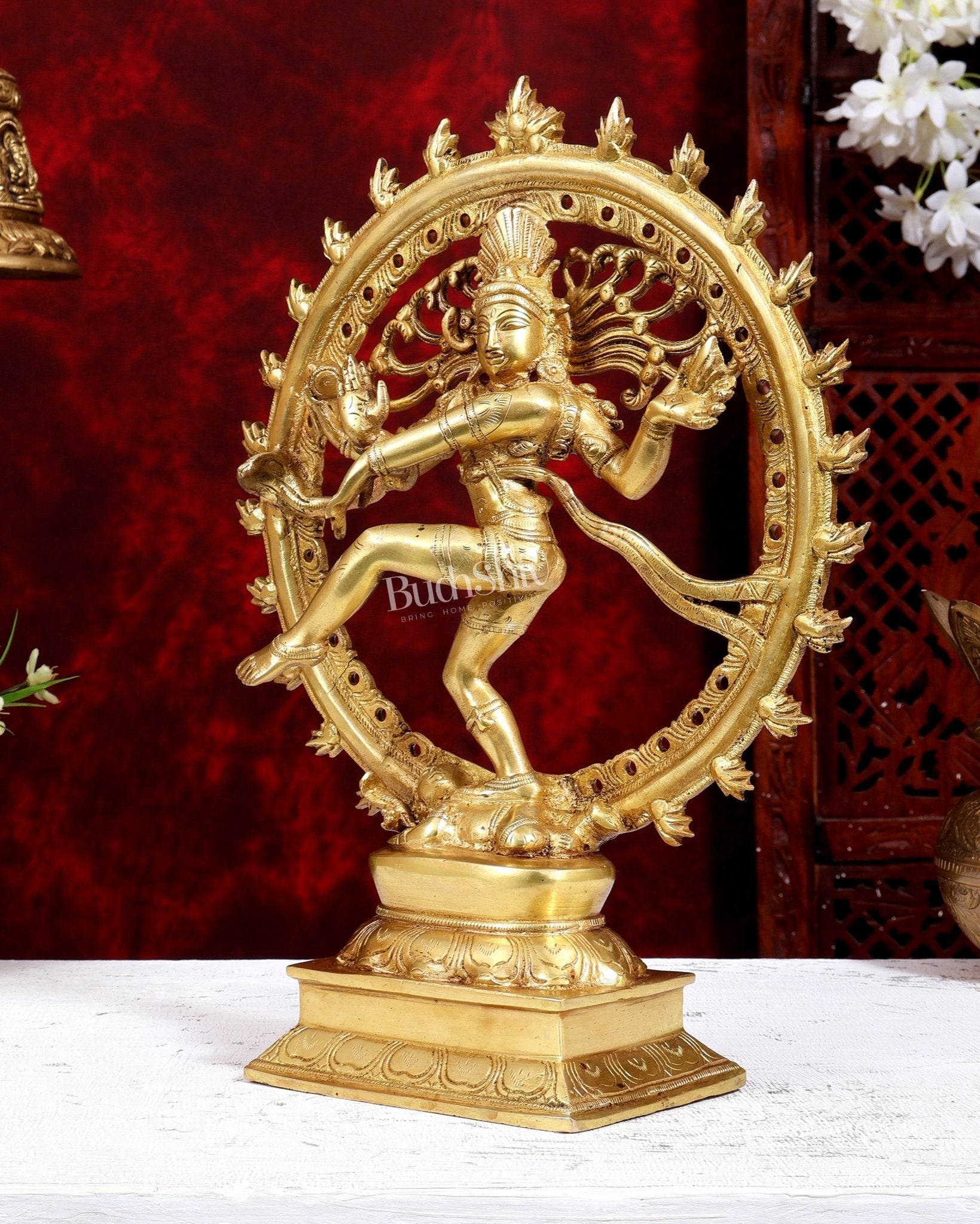 Brass Nataraja Statue netted ring 13 inch - Budhshiv.com
