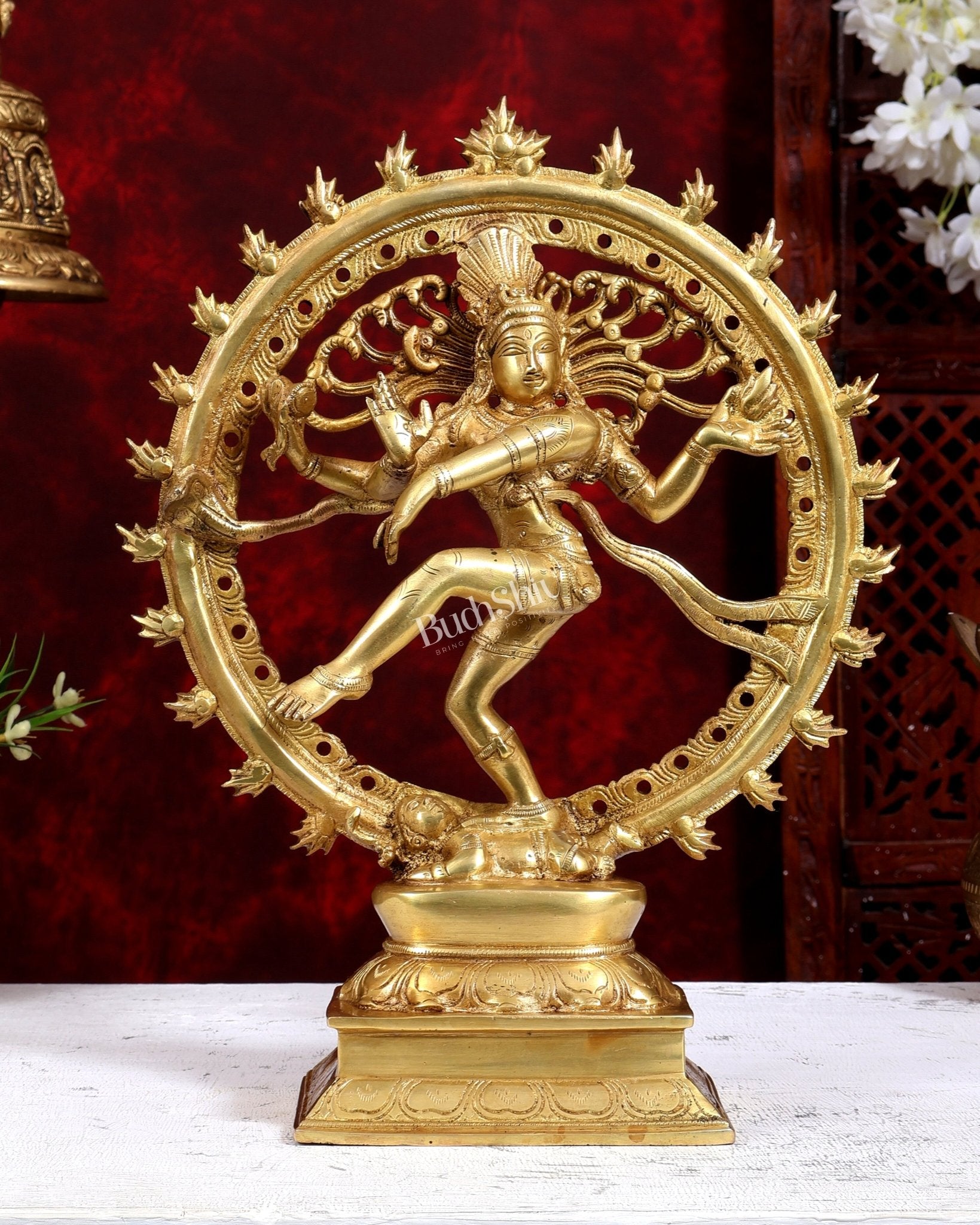 Brass Nataraja Statue netted ring 13 inch - Budhshiv.com