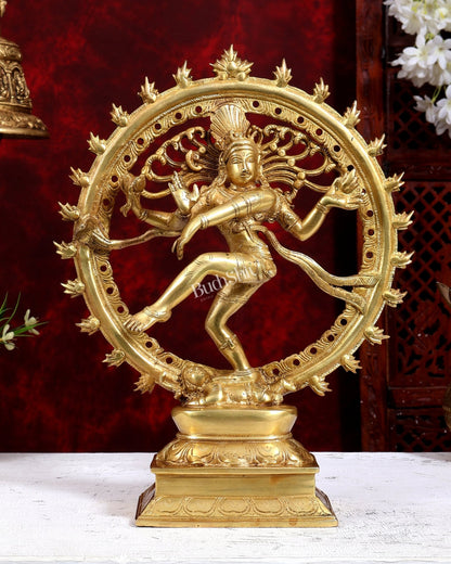 Brass Nataraja Statue netted ring 13 inch - Budhshiv.com