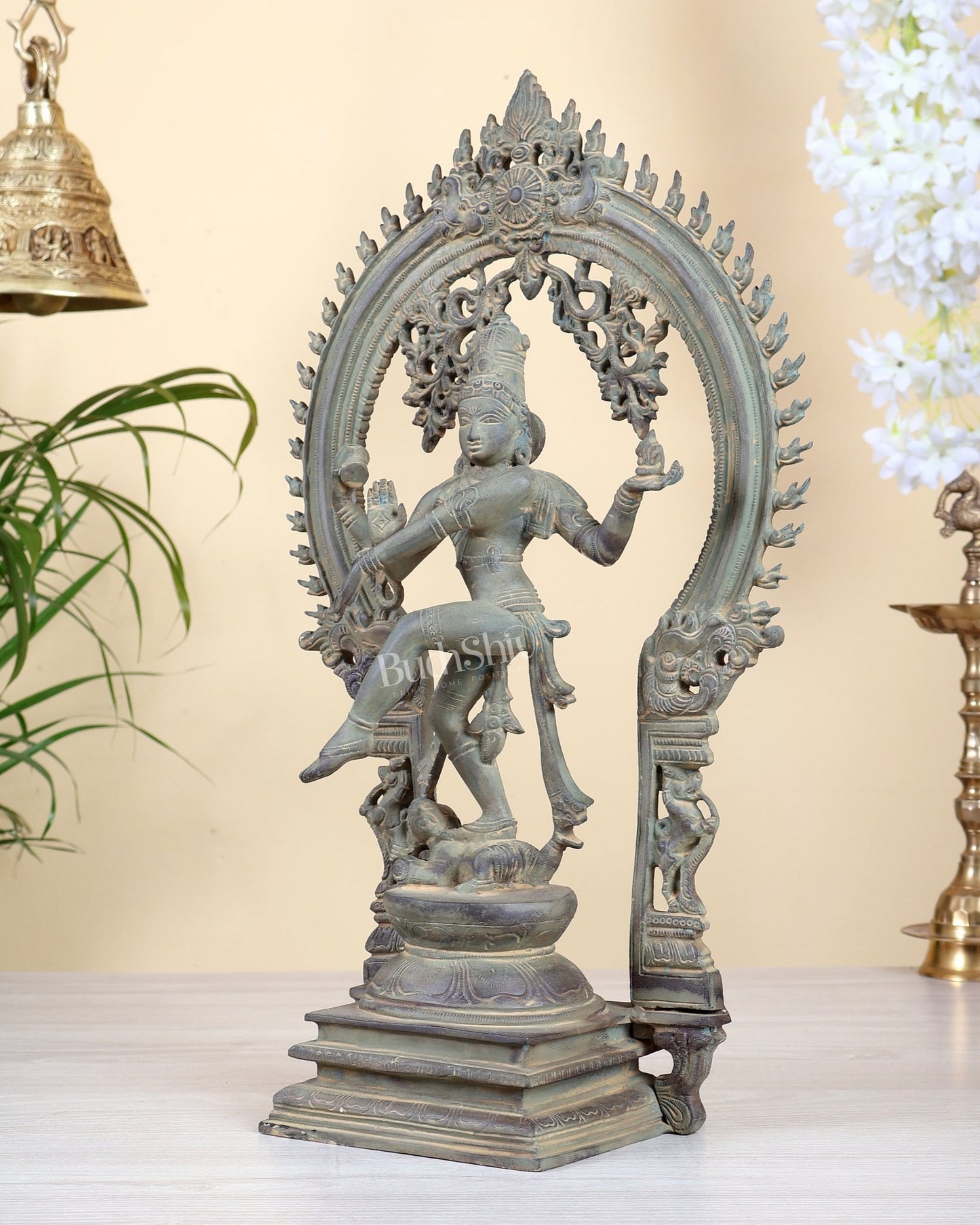 Brass Nataraja statue Patina tone 18" Height - Budhshiv.com