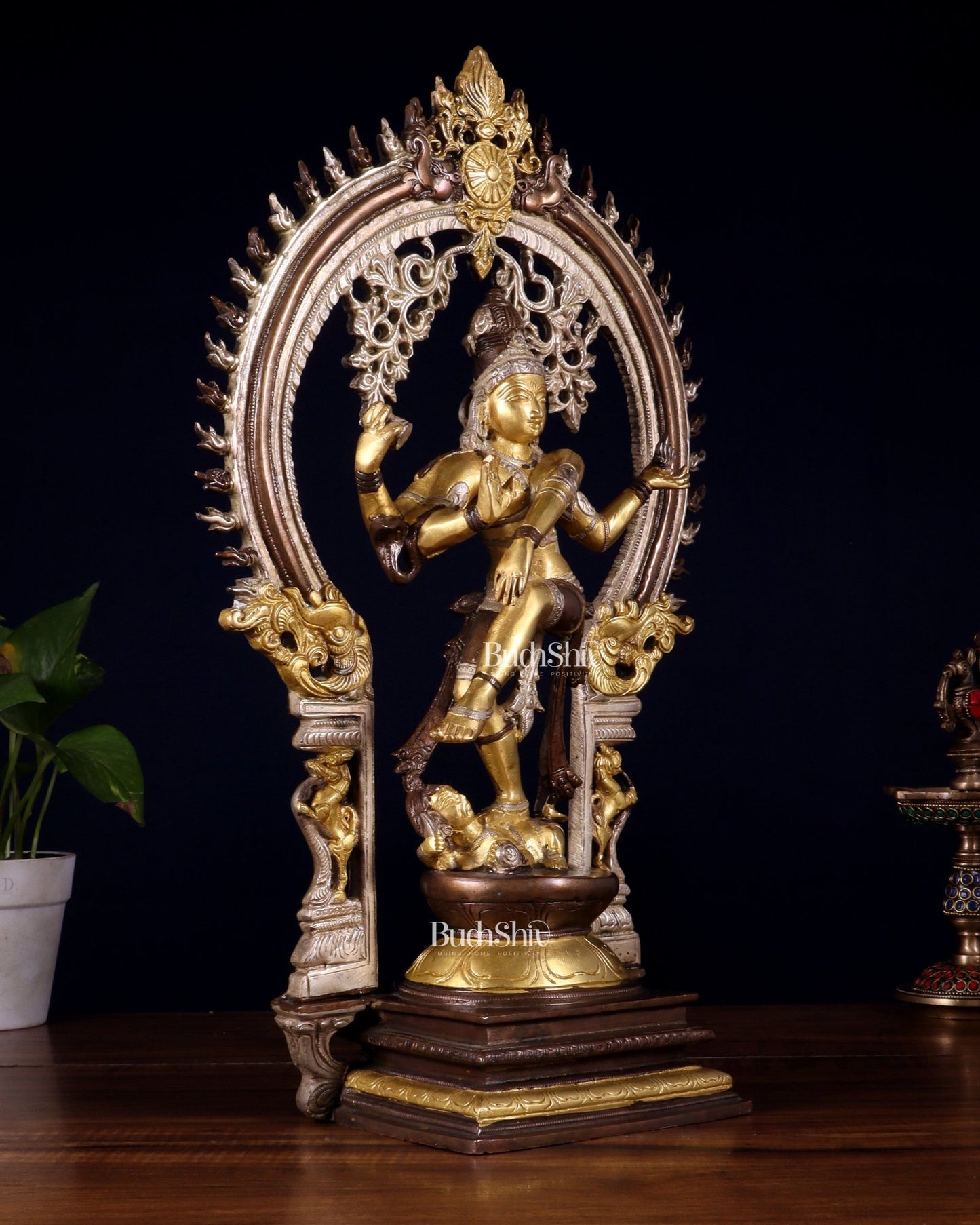 Brass Nataraja statue triple tone - 18" Height - Budhshiv.com