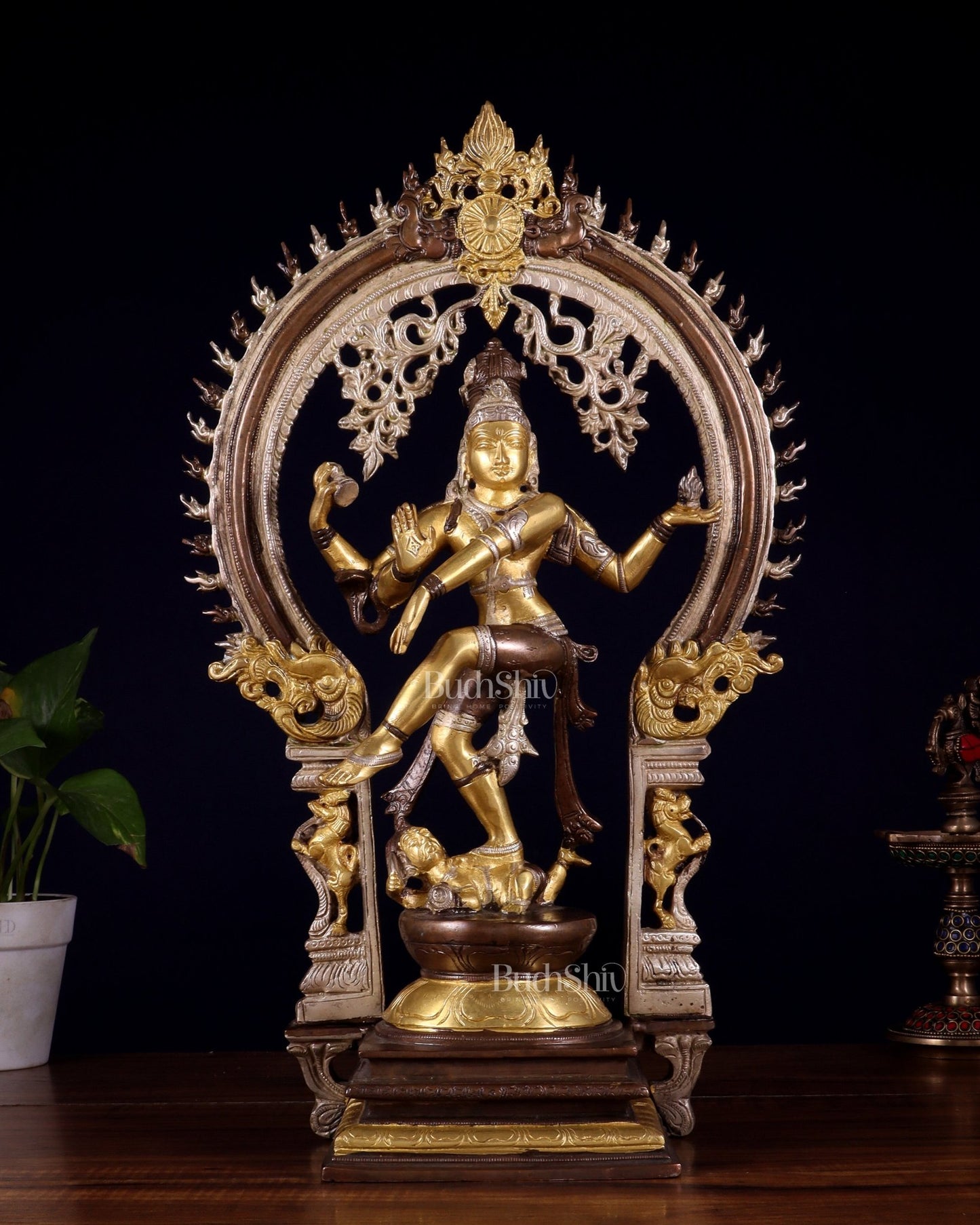 Brass Nataraja statue triple tone - 18" Height - Budhshiv.com