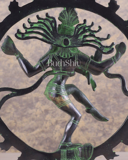 Brass Nataraja Statue Unique Black and Green Tone 9.5" - Budhshiv.com