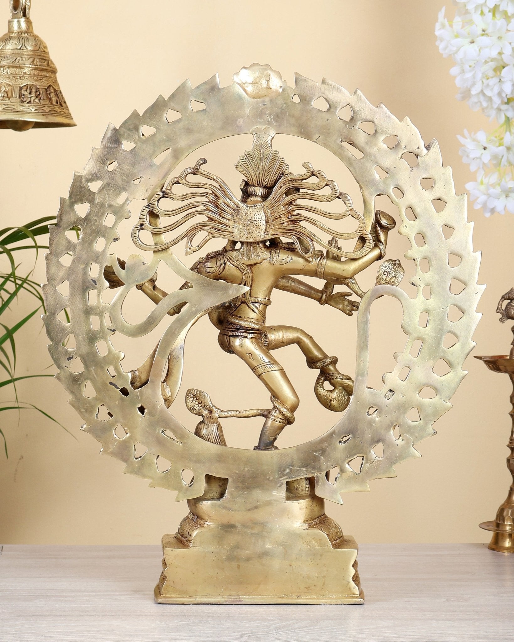 Brass Nataraja Statue with om background 20 inch - Budhshiv.com