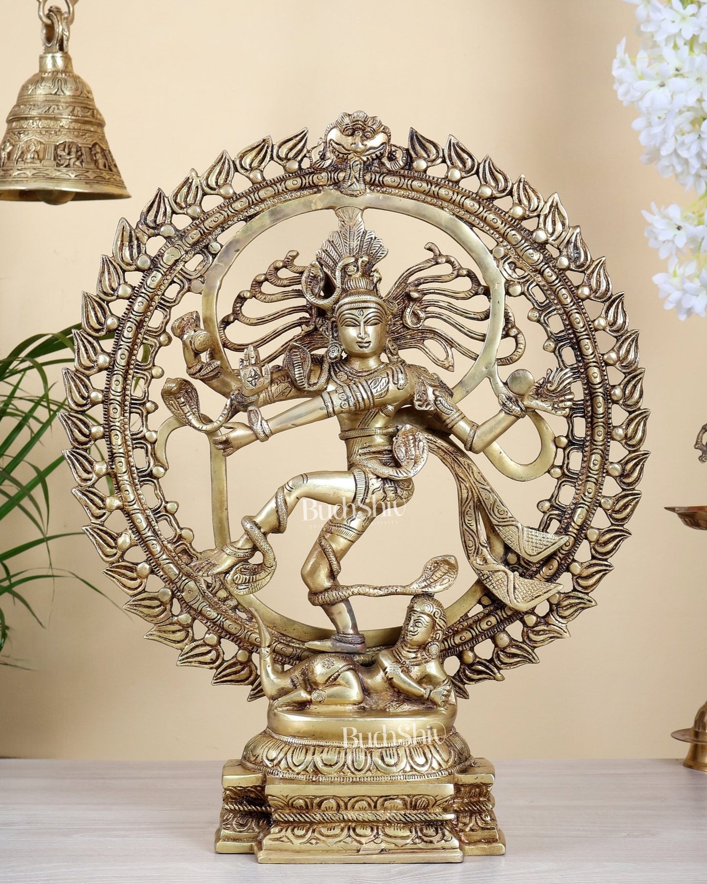 Brass Nataraja Statue with om background 20 inch - Budhshiv.com