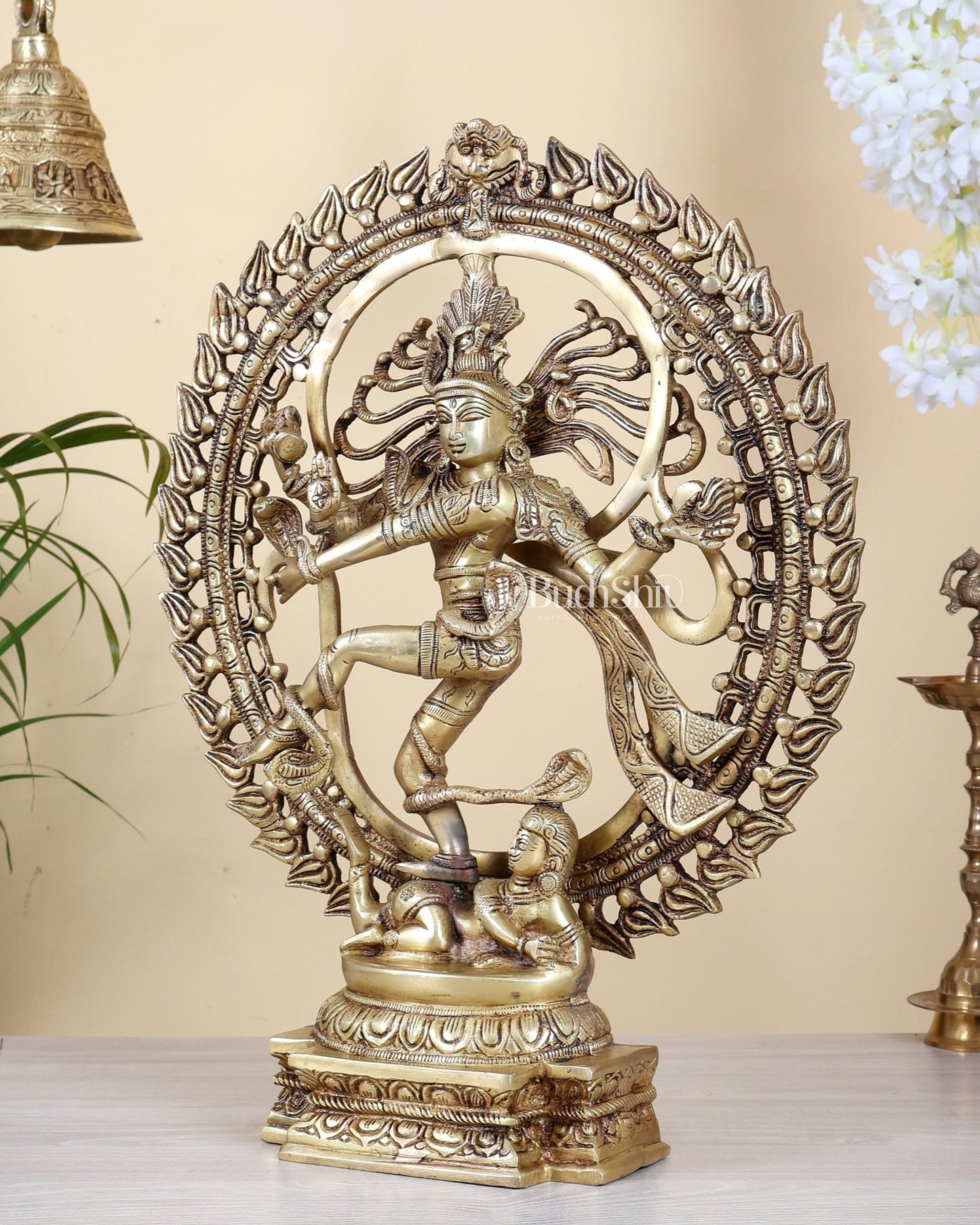 Brass Nataraja Statue with om background 20 inch - Budhshiv.com
