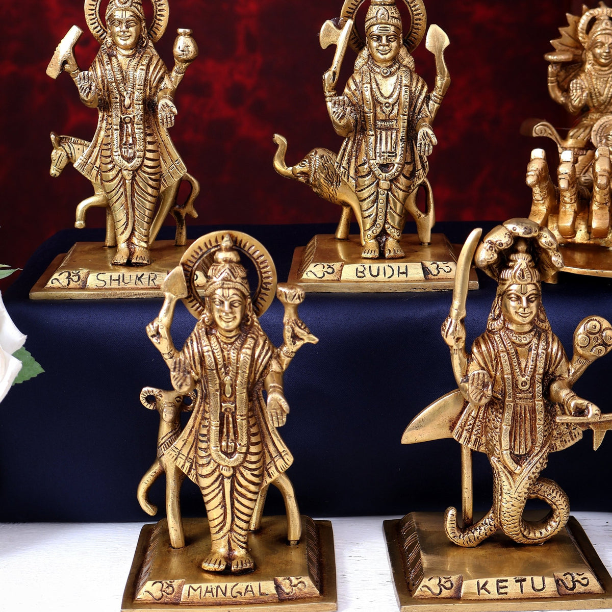 Brass Navagraha Set — Highly Detailed 5.75 inch - Budhshiv.com