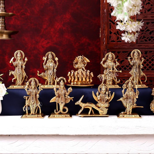 Brass Navagraha Set — Highly Detailed 5.75 inch - Budhshiv.com