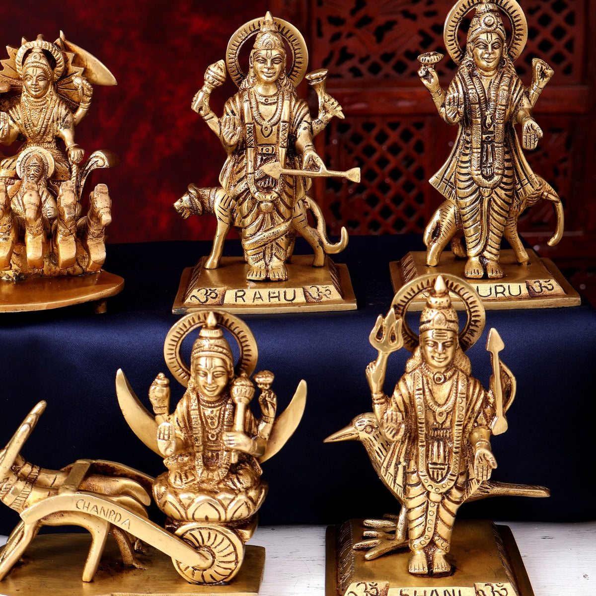 Brass Navagraha Set — Highly Detailed 5.75 inch - Budhshiv.com