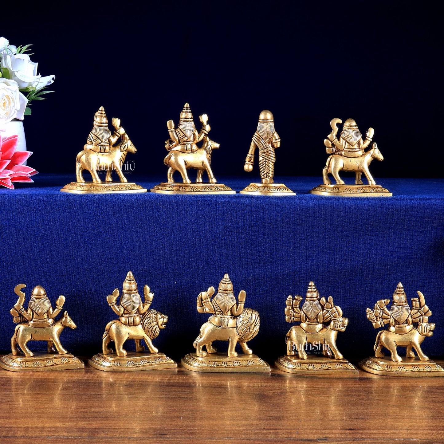 Brass Navdurga Idol Set – Nine Forms of Divine Shakti 4 inch - Budhshiv.com