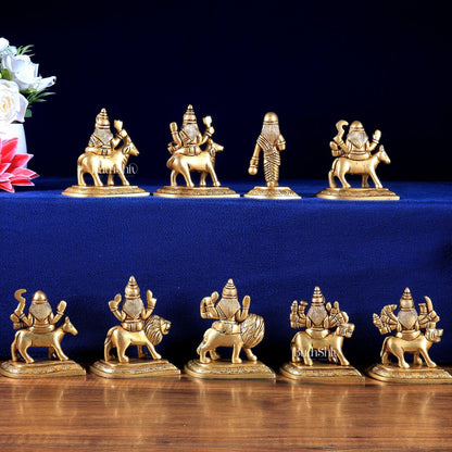 Brass Navdurga Idol Set – Nine Forms of Divine Shakti 4 inch - Budhshiv.com