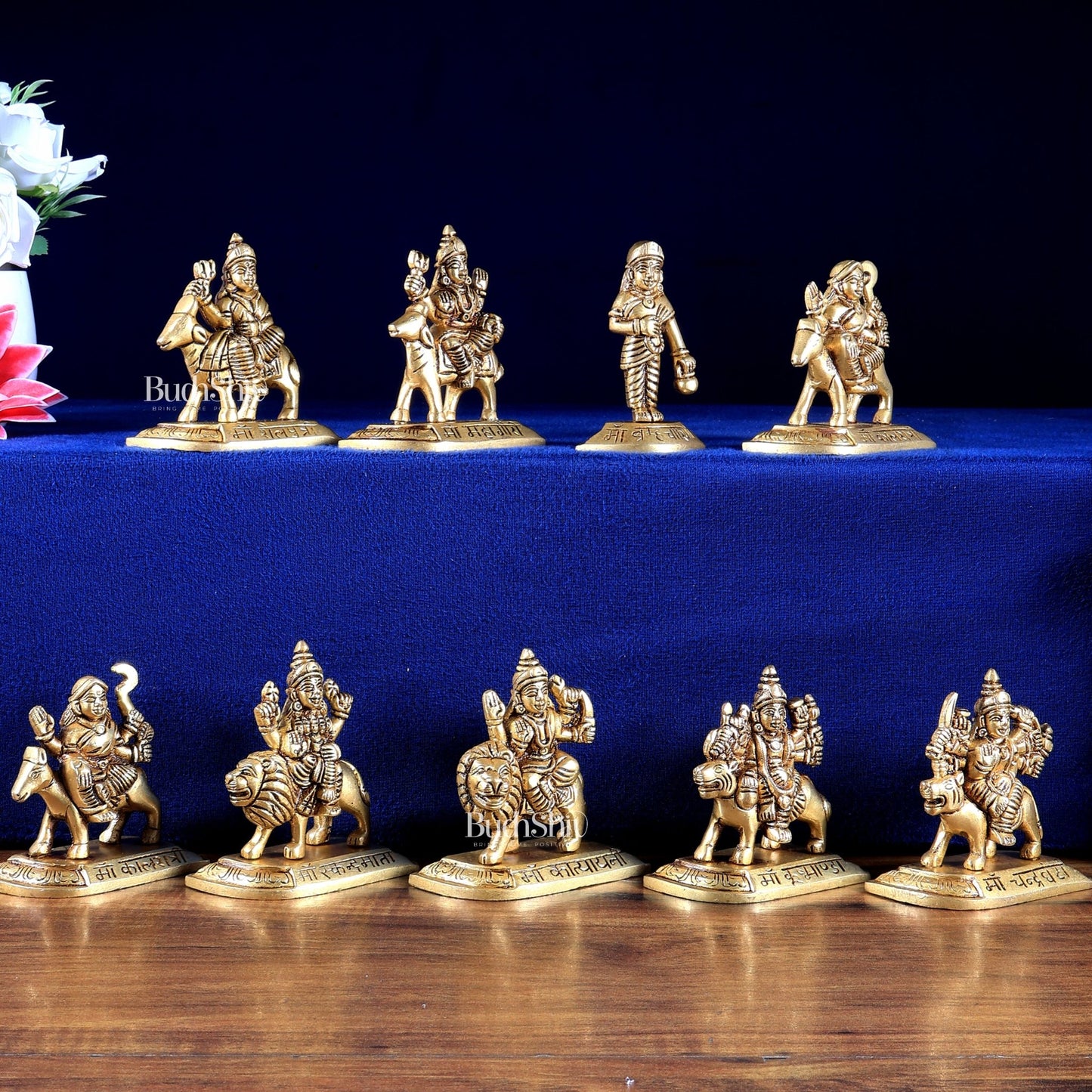 Brass Navdurga Idol Set – Nine Forms of Divine Shakti 4 inch - Budhshiv.com