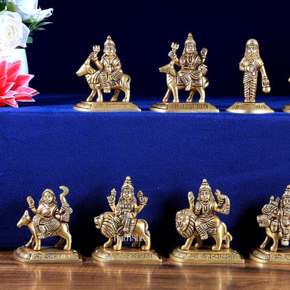 Brass Navdurga Idol Set – Nine Forms of Divine Shakti 4 inch - Budhshiv.com