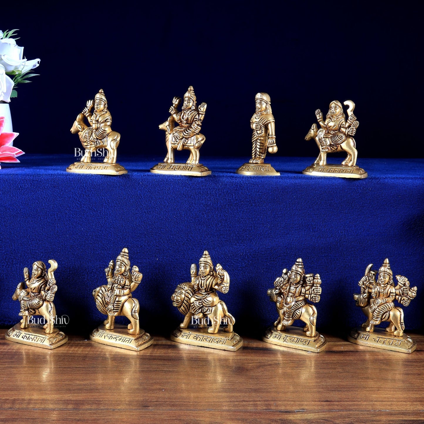 Brass Navdurga Idol Set – Nine Forms of Divine Shakti 4 inch - Budhshiv.com