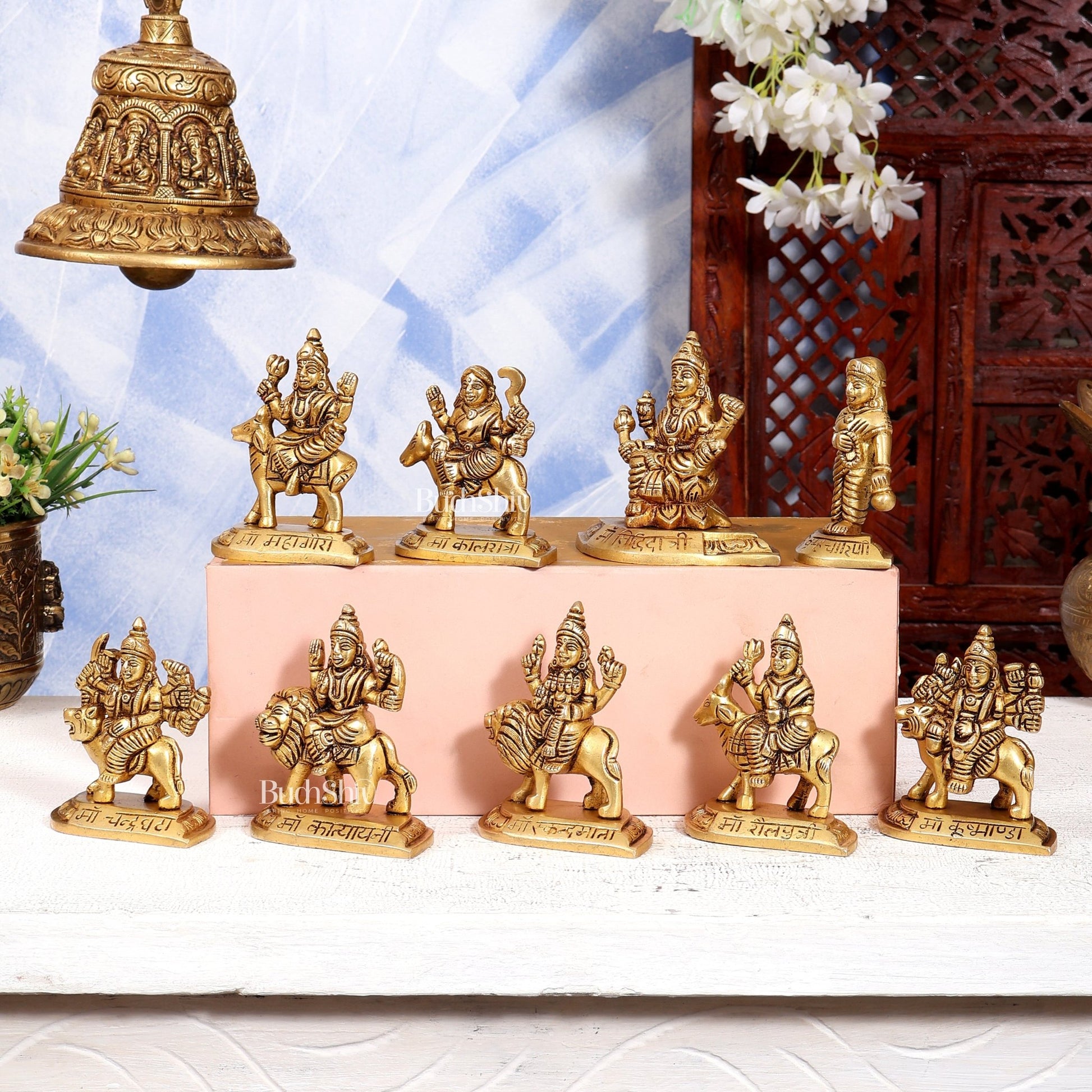 Brass Navdurga Idol Set – Nine Forms of Divine Shakti 4 inch - Budhshiv.com