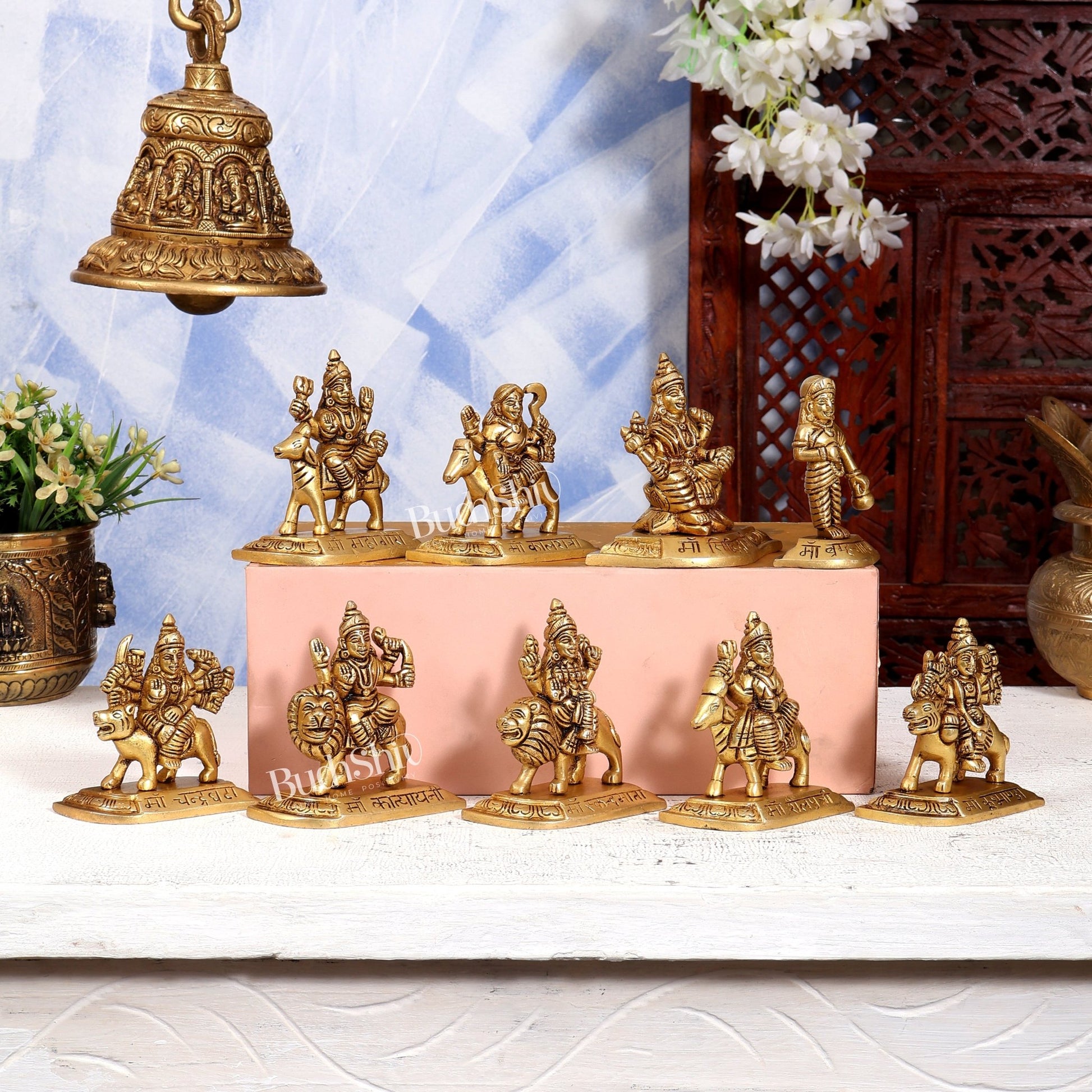 Brass Navdurga Idol Set – Nine Forms of Divine Shakti 4 inch - Budhshiv.com