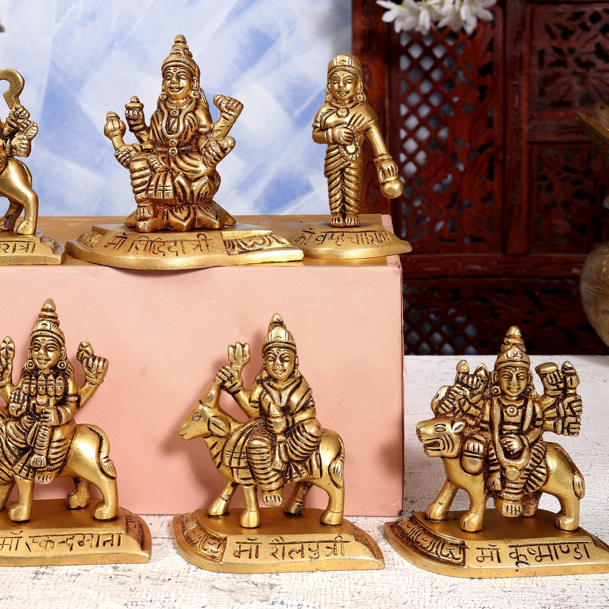 Brass Navdurga Idol Set – Nine Forms of Divine Shakti 4 inch - Budhshiv.com