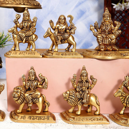Brass Navdurga Idol Set – Nine Forms of Divine Shakti 4 inch - Budhshiv.com