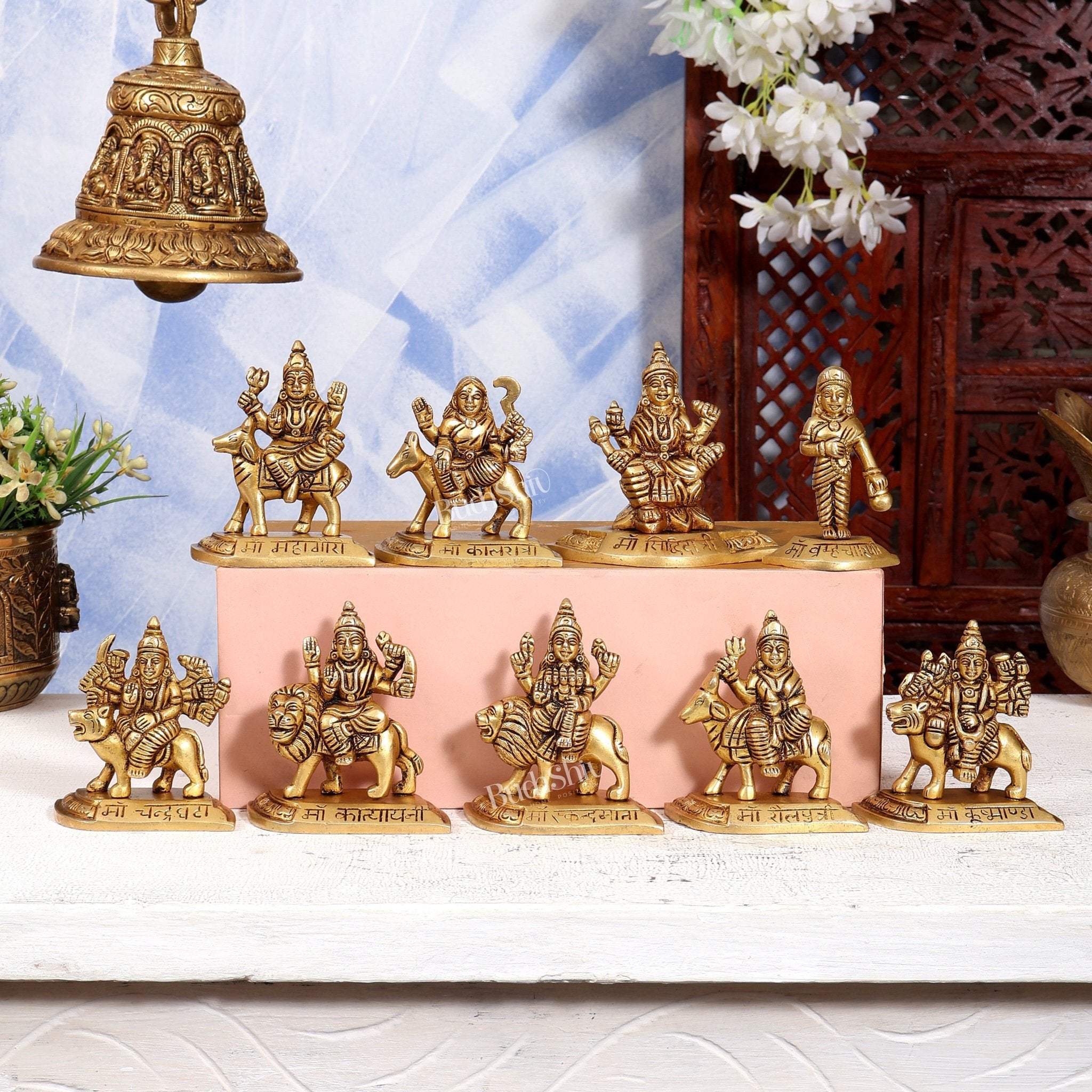Buy Brass Navdurga set of 9 idols - Budhshiv.com