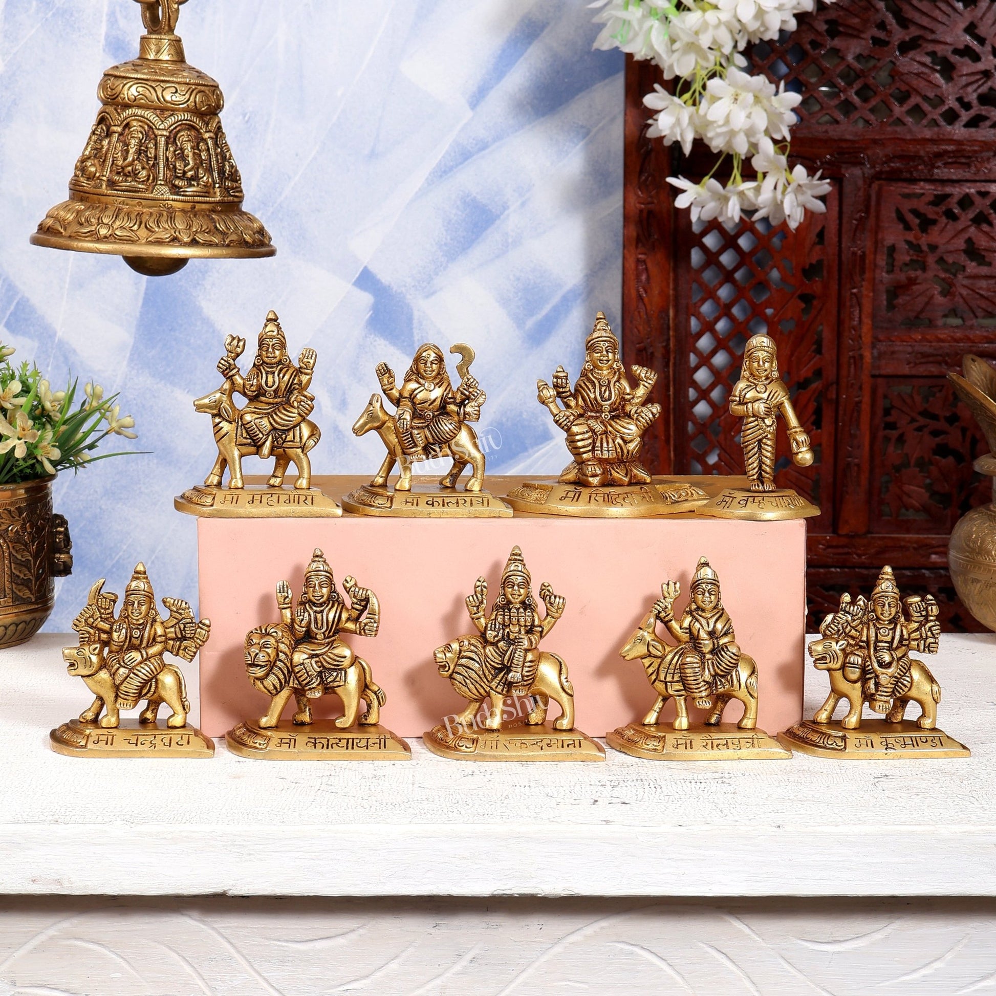 Brass Navdurga Idol Set – Nine Forms of Divine Shakti 4 inch - Budhshiv.com