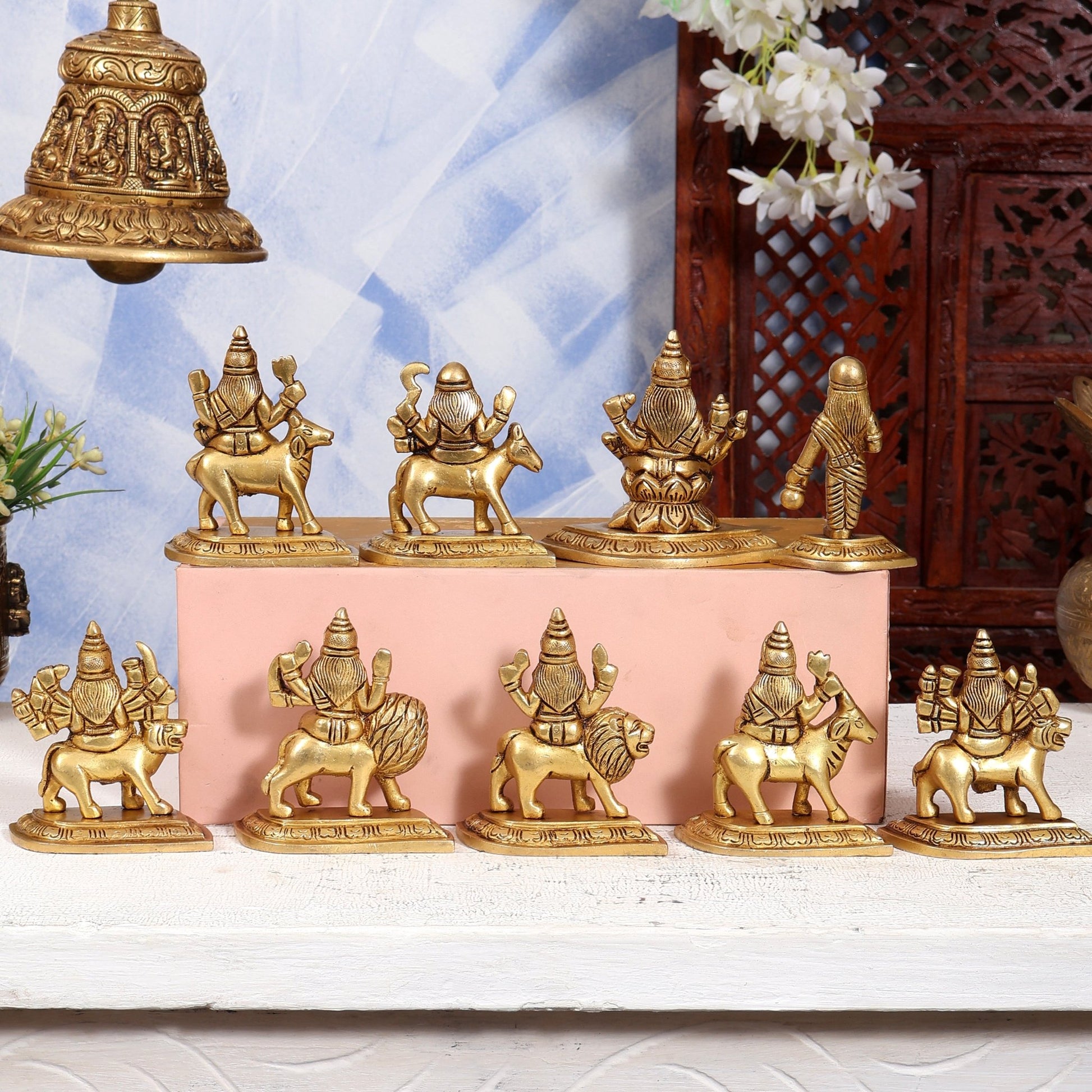 Brass Navdurga Idol Set – Nine Forms of Divine Shakti 4 inch - Budhshiv.com