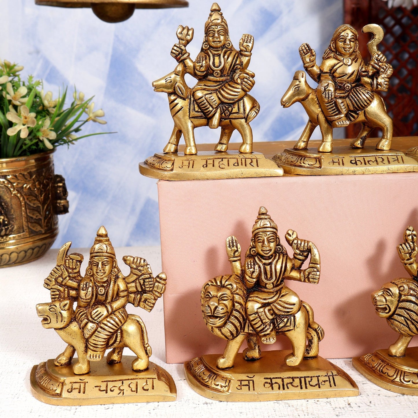 Brass Navdurga Idol Set – Nine Forms of Divine Shakti 4 inch - Budhshiv.com